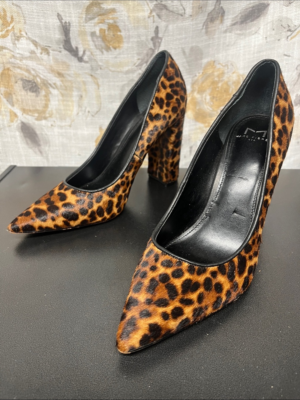 Marc Fisher LTD Abilene 4” Leopard-Print RealCalf Hair Pointed Toe Pumps